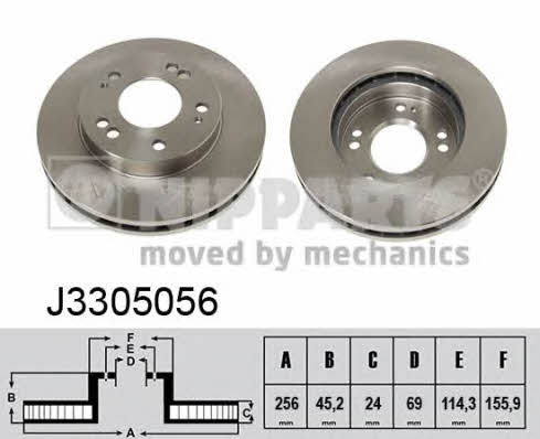 Nipparts J3305056 Front brake disc ventilated J3305056