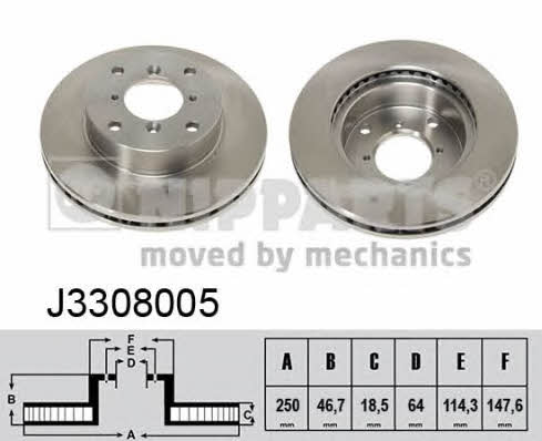 Nipparts J3308005 Front brake disc ventilated J3308005