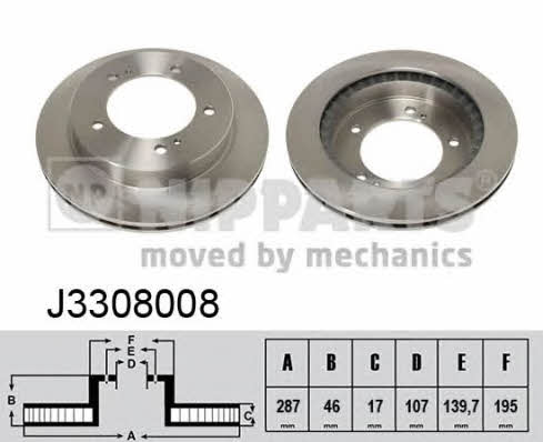 Nipparts J3308008 Front brake disc ventilated J3308008