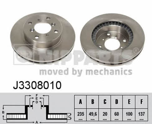 Nipparts J3308010 Front brake disc ventilated J3308010
