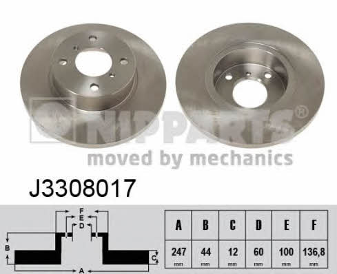 Nipparts J3308017 Unventilated front brake disc J3308017