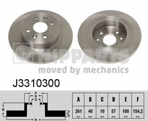 Nipparts J3310300 Rear brake disc, non-ventilated J3310300