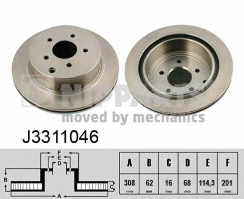 Nipparts J3311046 Rear ventilated brake disc J3311046