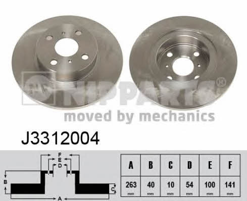 Nipparts J3312004 Rear brake disc, non-ventilated J3312004