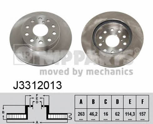 Nipparts J3312013 Rear ventilated brake disc J3312013