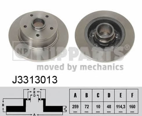 Nipparts J3313013 Rear brake disc, non-ventilated J3313013