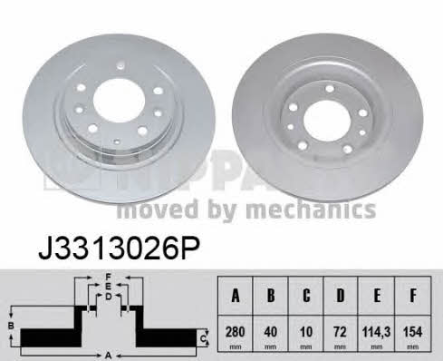 Nipparts J3313026P Rear brake disc, non-ventilated J3313026P