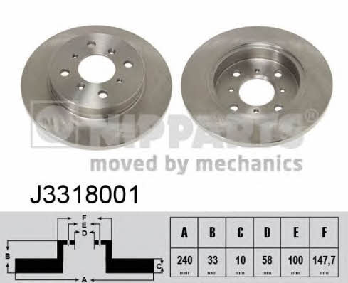 Nipparts J3318001 Brake disc J3318001