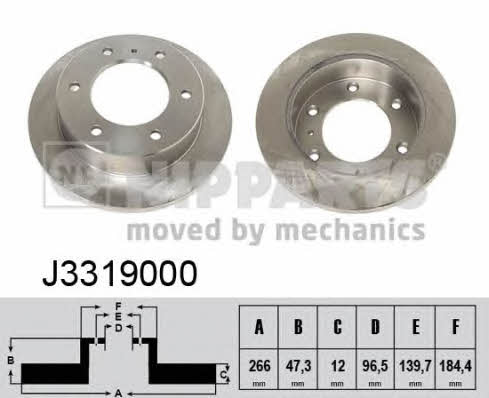 Nipparts J3319000 Rear brake disc, non-ventilated J3319000