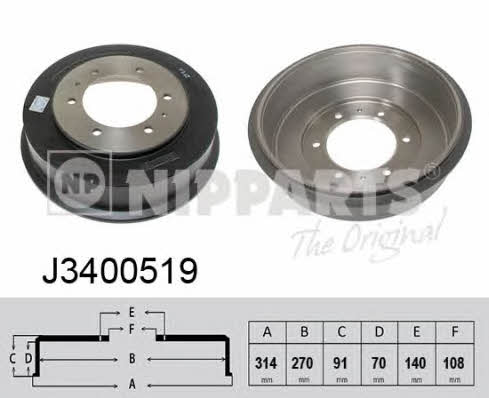 Nipparts J3400519 Rear brake drum J3400519