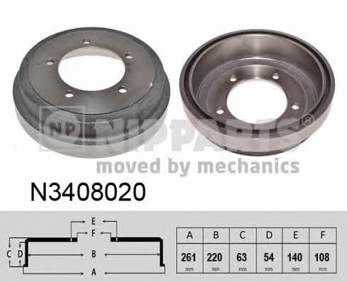 Nipparts N3408020 Rear brake drum N3408020