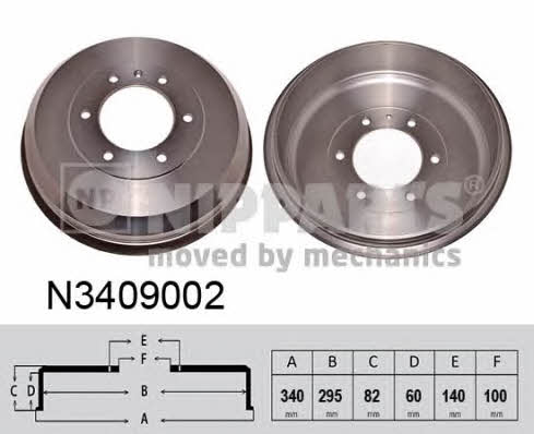 Nipparts N3409002 Rear brake drum N3409002