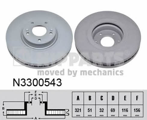 Nipparts N3300543 Front brake disc ventilated N3300543