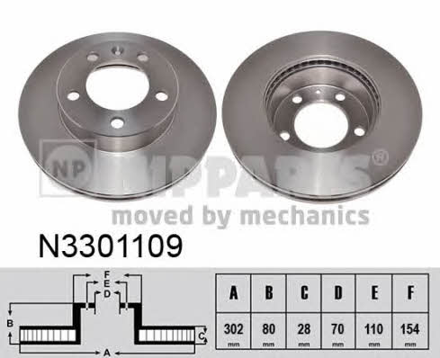 Nipparts N3301109 Front brake disc ventilated N3301109