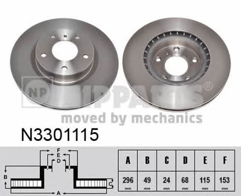 Nipparts N3301115 Front brake disc ventilated N3301115