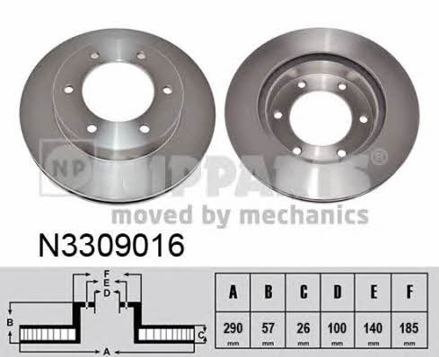 Nipparts N3309016 Front brake disc ventilated N3309016