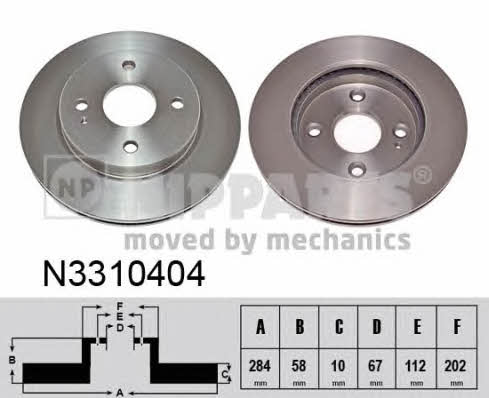 Nipparts N3310404 Rear brake disc, non-ventilated N3310404