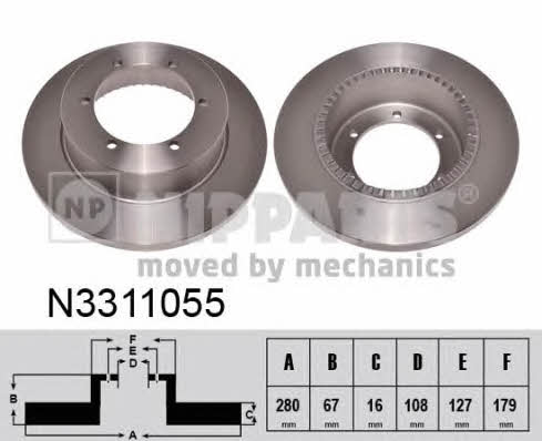 Nipparts N3311055 Rear brake disc, non-ventilated N3311055