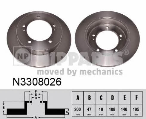 Nipparts N3308026 Unventilated front brake disc N3308026