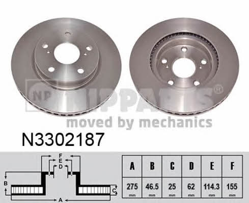 Nipparts N3302187 Front brake disc ventilated N3302187