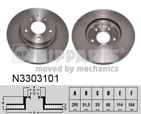 Nipparts N3303101 Front brake disc ventilated N3303101