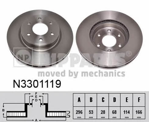 Nipparts N3301119 Front brake disc ventilated N3301119