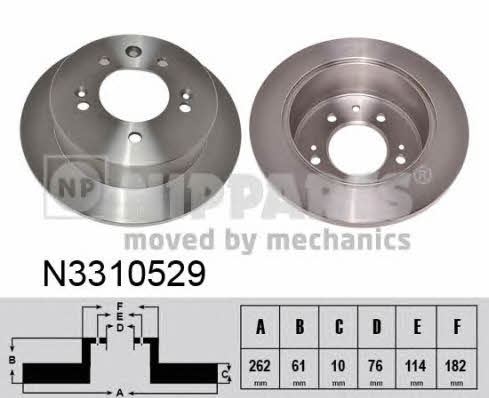 Nipparts N3310529 Rear brake disc, non-ventilated N3310529
