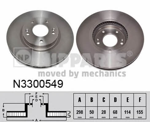 Nipparts N3300549 Front brake disc ventilated N3300549