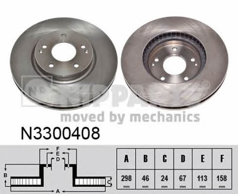 Nipparts N3300408 Front brake disc ventilated N3300408