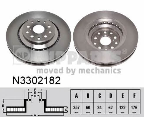 Nipparts N3302182 Front brake disc ventilated N3302182