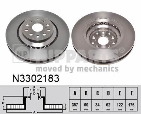 Nipparts N3302183 Front brake disc ventilated N3302183