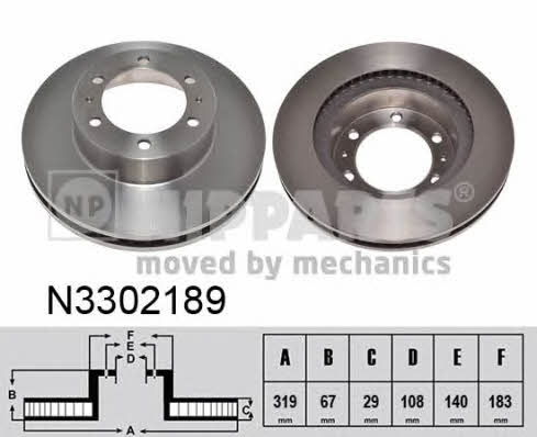 Nipparts N3302189 Front brake disc ventilated N3302189