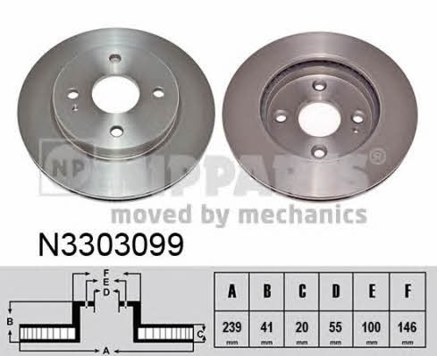 Nipparts N3303099 Front brake disc ventilated N3303099