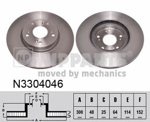 Nipparts N3304046 Front brake disc ventilated N3304046