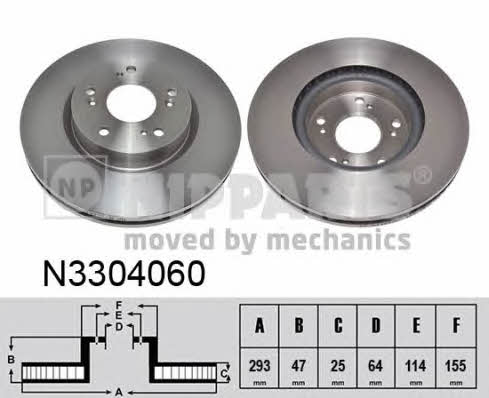 Nipparts N3304060 Front brake disc ventilated N3304060