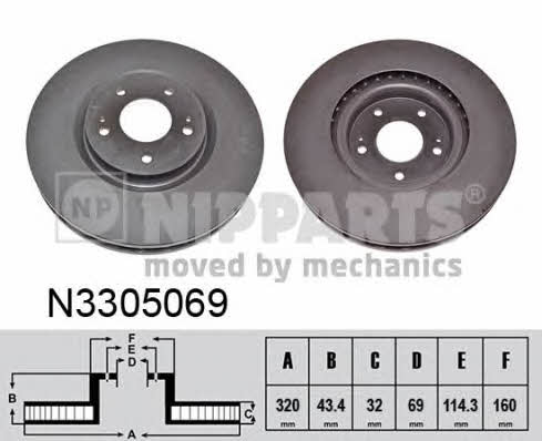Nipparts N3305069 Front brake disc ventilated N3305069