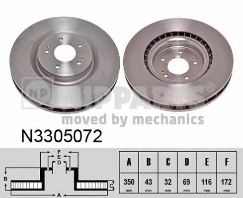 Nipparts N3305072 Front brake disc ventilated N3305072