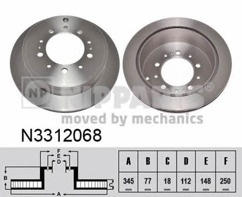 Nipparts N3312068 Rear ventilated brake disc N3312068