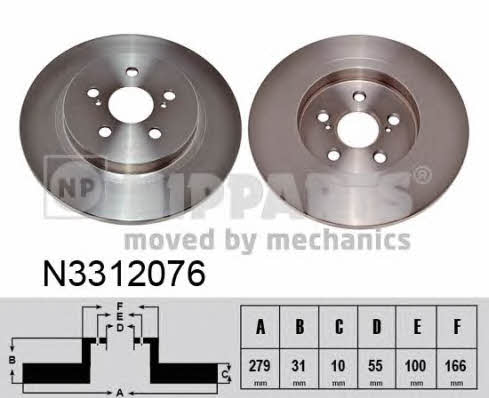 Nipparts N3312076 Rear brake disc, non-ventilated N3312076