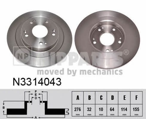 Nipparts N3314043 Rear brake disc, non-ventilated N3314043