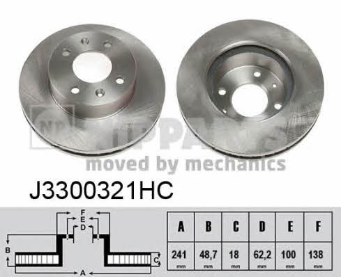 Nipparts J3300321HC Front brake disc ventilated J3300321HC