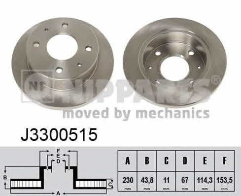 Nipparts J3300515 Unventilated front brake disc J3300515