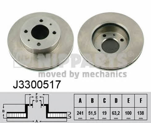 Nipparts J3300517 Front brake disc ventilated J3300517