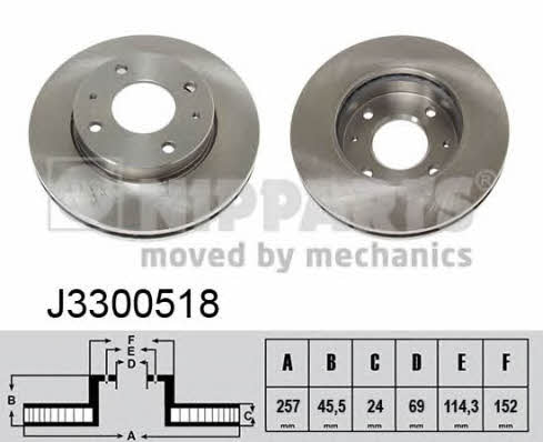 Nipparts J3300518 Front brake disc ventilated J3300518