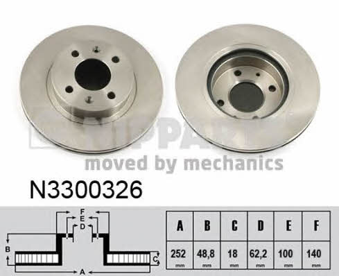Nipparts N3300326 Front brake disc ventilated N3300326