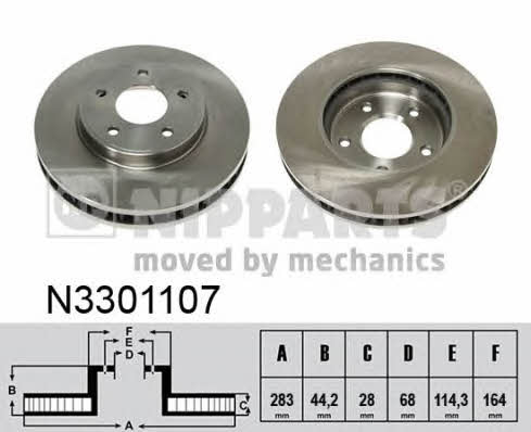 Nipparts N3301107 Front brake disc ventilated N3301107