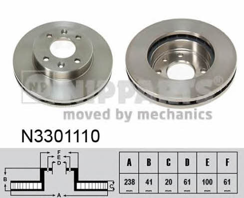 Nipparts N3301110 Front brake disc ventilated N3301110