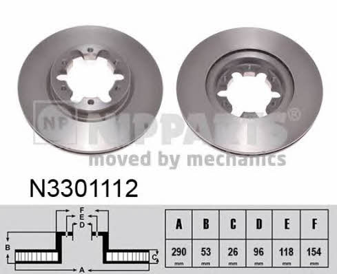 Nipparts N3301112 Front brake disc ventilated N3301112