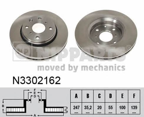 Nipparts N3302162 Front brake disc ventilated N3302162