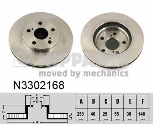 Nipparts N3302168 Front brake disc ventilated N3302168